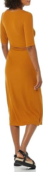 Orange Midi Dress With Side Cutout image 5